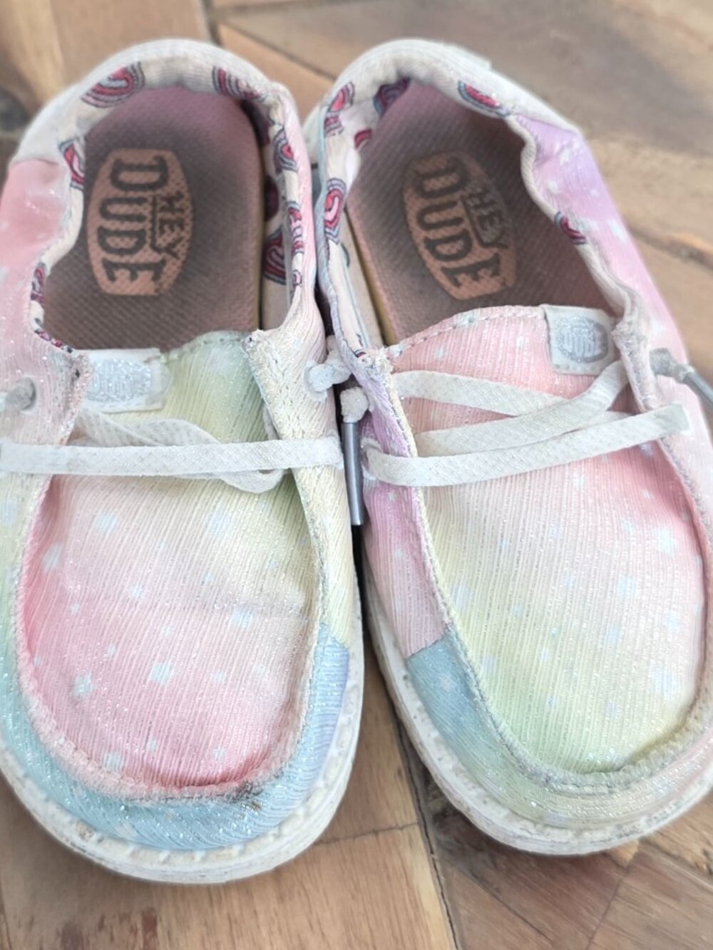 Toddler Girls Metallic Colorful Hey Dude Shoes, Size 8